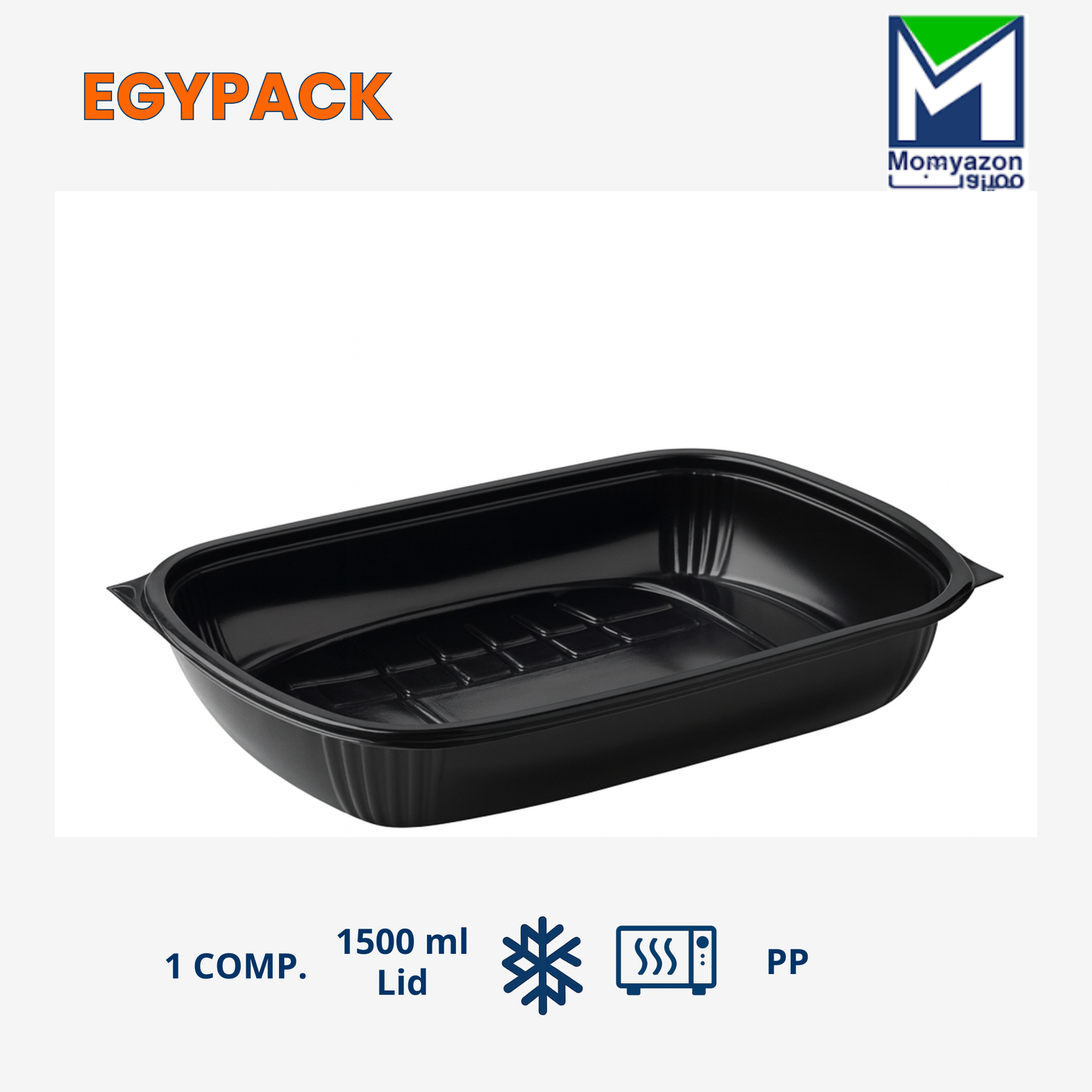 BANDEJA DE PP PARA MICROONDAS – 1 COMPARTIMENTO – CON TAPA – 1500 ml – PAQUETE DE 100 UDS