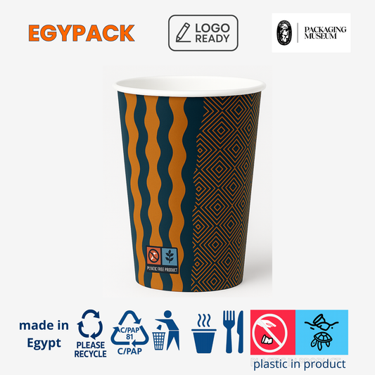 PREMIUM PRINTED PAPER CUP – 12.0oz / 355ml – 250gsm – Single PE Coated – Hot & Cold – Pack of 50 pcs