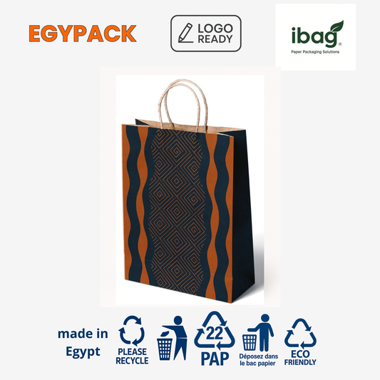 PREMIUM PRINTED TWISTED HANDLE KRAFT PAPER BAG 80gsm - 24+10X28cm (SMALL) - PACK OF 50pcs