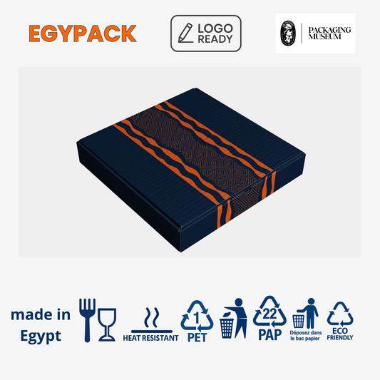 PREMIUM PRINTED WHITE KRAFT PIZZA BOX – Metalized Interior PE Coated – 350gsm – 33 × 33 × 3,5 cm – Pack of 50 pcs