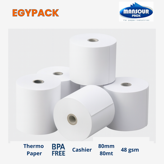 THERMAL ROLL FOR CASHIER BPA FREE – 48gsm – 80mm Width – 80m Length – Pack of 15 roll