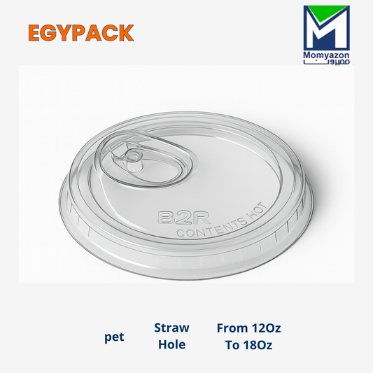 FLAT LID SIP-LID FOR PET CUP – Suitable for 12 oz, 14 oz, 16 oz and 18 oz PET cups (Ø 9.2 cm) - Pack of 200 pcs