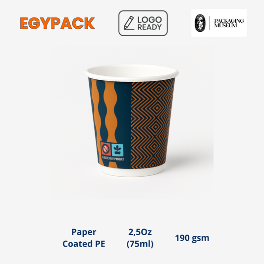 PREMIUM PRINTED PAPER CUP – 2.5oz / 75ml – 210gsm – Single PE Coated – Hot & Cold – Pack of 640 pcs