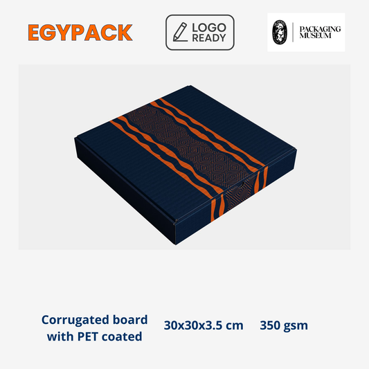 PREMIUM PRINTED WHITE KRAFT PIZZA BOX – Metalized Interior PET Coated – 350gsm – 30 × 30 × 3,5 cm – Pack of 50 pcs