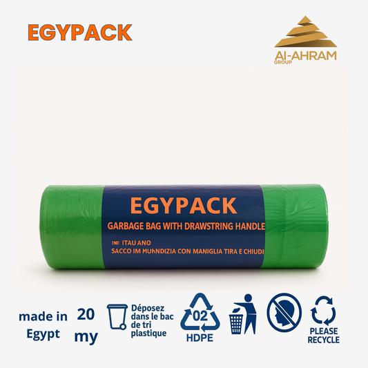 GARBAGE BAG  DRAWSTRINGLE HANDLE 30lt - 50X60cm - 20my - 10pcs ROLL